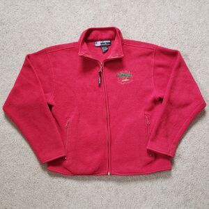 Vintage Carmel California Souvenir Embroidered Fleece Jacket Full Zip Red Size S